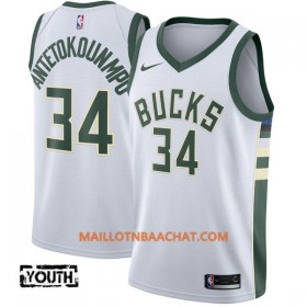 Maillot NBA Milwaukee Bucks Giannis Antetokounm 34 Nike 2017-18 Blanc Swingman - Enfant